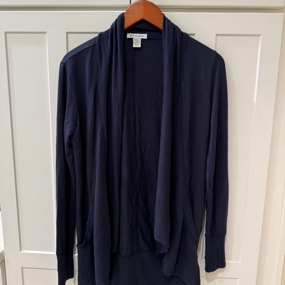 Athleta Pranayama Wrap Navy Blue Open Cardigan, XS